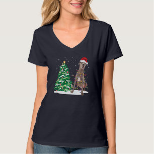 Santa Great Dane Dog Christmas Tree Light Funny Xm T-Shirt