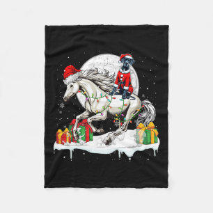 Santa Great Dane Riding Horse Christmas Owner Kids Fleece Blanket