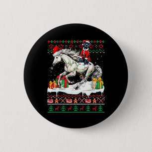 Santa Great Dane Riding Horse Christmas Sweater Lo 6 Cm Round Badge