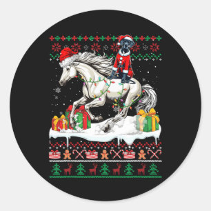 Santa Great Dane Riding Horse Christmas Sweater Lo Classic Round Sticker
