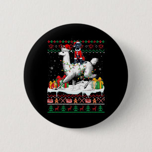 Santa Great Dane Riding Llama Christmas Sweater Lo 6 Cm Round Badge