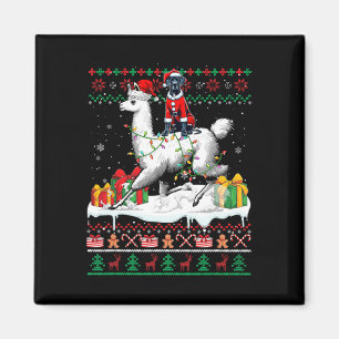 Santa Great Dane Riding Llama Christmas Sweater Lo Magnet