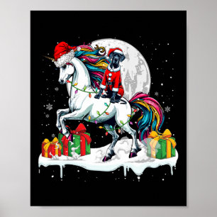 Santa Great Dane Riding Unicorn Christmas Owner Ki Poster