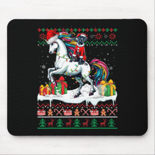 Santa Great Dane Riding Unicorn Christmas Sweater Mouse Mat