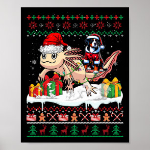 Santa Greater Swiss Mountain Riding Axolotl Xmas S Poster