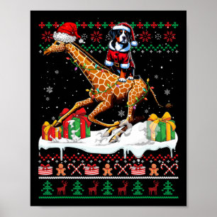 Santa Greater Swiss Mountain Riding Giraffe Xmas S Poster