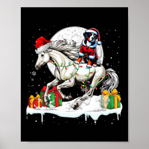 Santa Greater Swiss Mountain Riding Horse Christma Poster