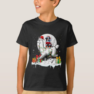Santa Greater Swiss Mountain Riding Llama Christma T-Shirt