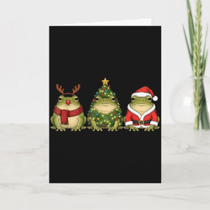 Santa Green Frog Christmas Tree Frog Lover Animal Card