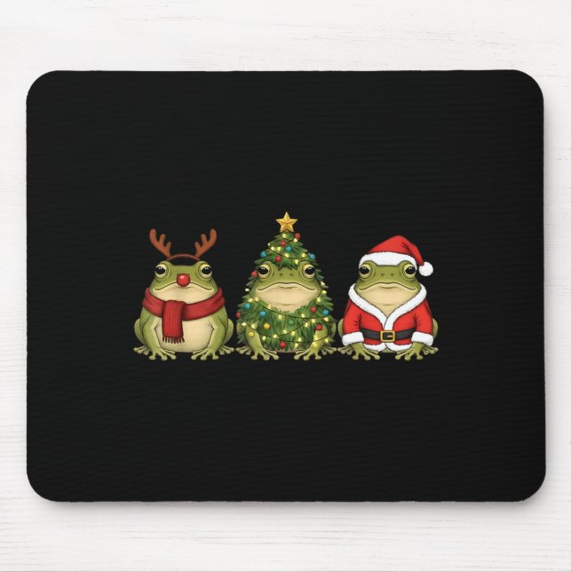 Santa Green Frog Christmas Tree Frog Lover Animal  Mouse Mat (Front)
