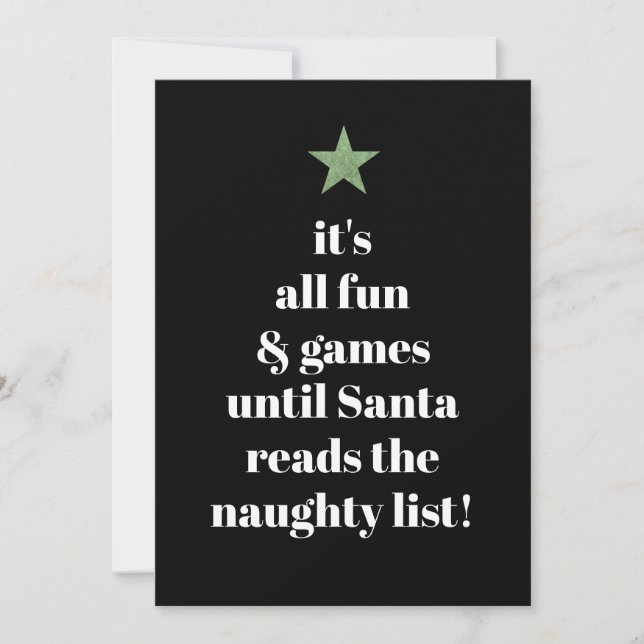 Santa Green Star Modern Tree Font Funny Quote Holiday Card (Front)