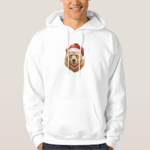 Santa Grizzly Bear Christmas Holiday Animal Hoodie