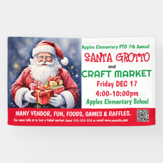 Santa Grotto & Craft Market PTO PTA Church Banner