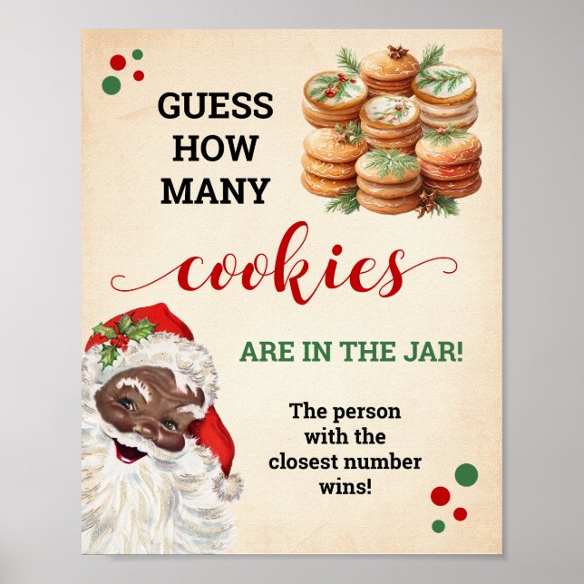 Santa Guess How Many Cookies Game Christmas Sign (Front)