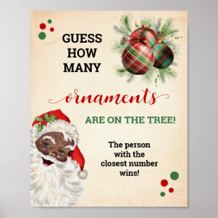 Santa Guess How Many Ornaments Game Christmas Sign