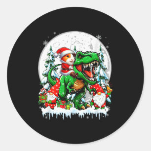 Santa Guinea G Riding T-rex Gnomes Christmas Trees Classic Round Sticker