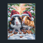 Santa Guinea Pigs Christmas Holiday Postcard<br><div class="desc">Send festive greetings with this adorable guinea pig Christmas postcard featuring two charming guinea pigs wearing Santa hats! The cosy winter scene showcases the guinea pigs nestled amidst snowy pine branches, decorated Christmas trees, and seasonal touches like cinnamon sticks and star anise. With its message of “Merry Christmas” and joyful...</div>