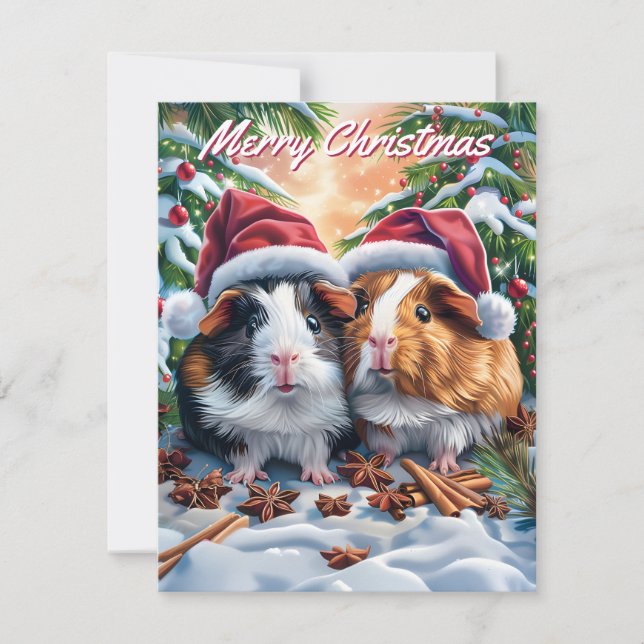 Santa Guinea Pigs Christmas Note Card (Front)