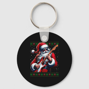 Santa Guitar Musician Guitarist Ugly Christmas Swe Key Ring