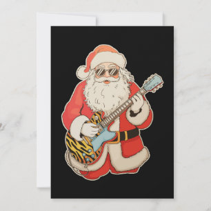 Santa Guitar Rock Jazz Music Christmas Xmas Holiday Card