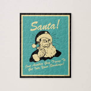 Santa! Guy Trying to Get In Your Stockings Jigsaw Puzzle