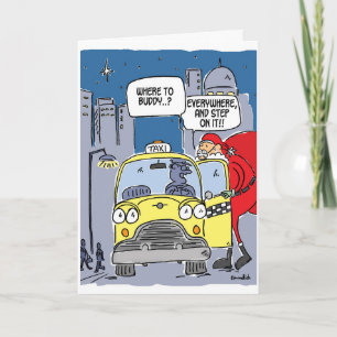 Santa hails a taxi holiday card