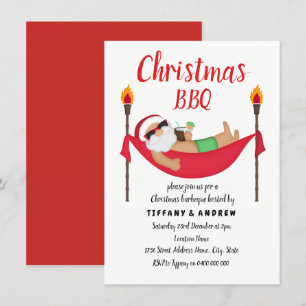Santa Hammock Summer Christmas Barbeque BBQ Invite