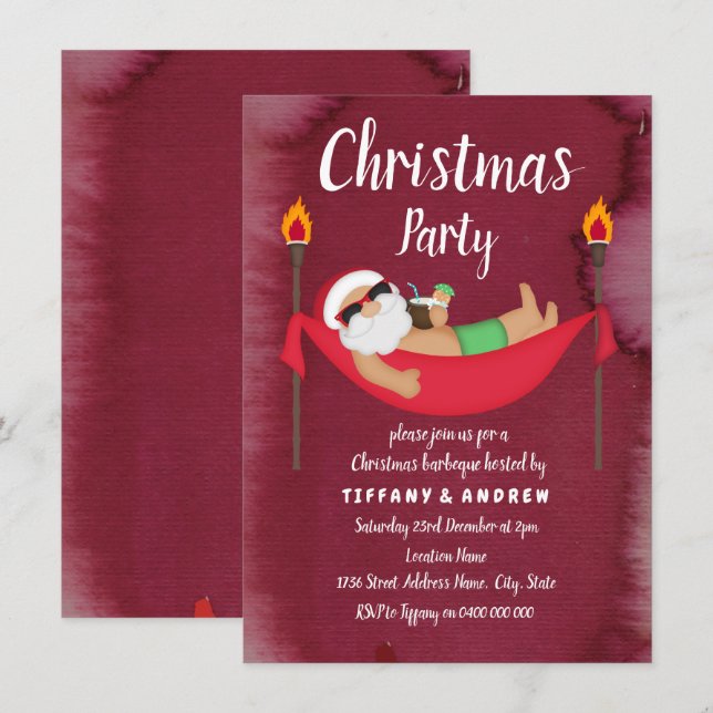 Santa Hammock Summer Christmas Party Invitation (Front/Back)