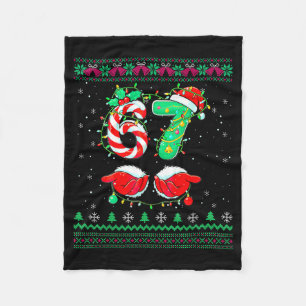 Santa Hands 67 Christmas Ugly Sweater Six Seven Me Fleece Blanket