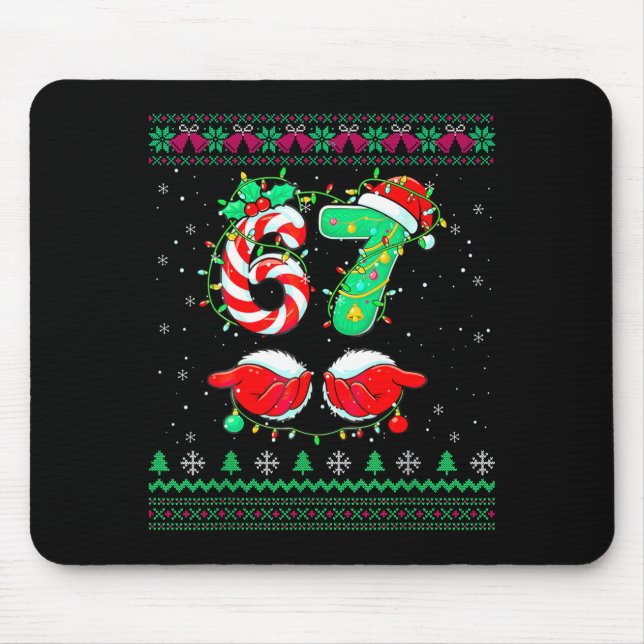 Santa Hands 67 Christmas Ugly Sweater Six Seven Me Mouse Mat (Front)