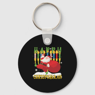 Santa Happy Chrismukkah Funny Hanukkah Christmas Key Ring