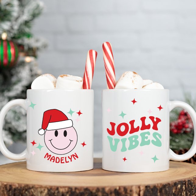 Santa Happy Face Personalised Jolly Vibes Coffee Mug (Creator Uploaded)