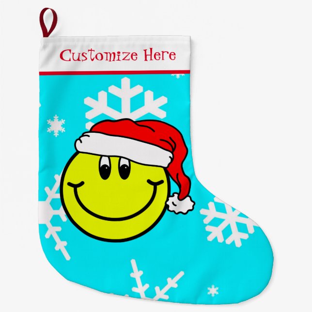 Santa Happy Smiling Face Christmas Stocking (Front)