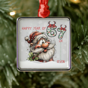 Santa Happy Year of Six Seven Christmas Ornament