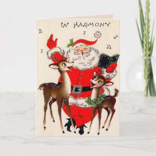 Santa Harmony Vintage Christmas Card