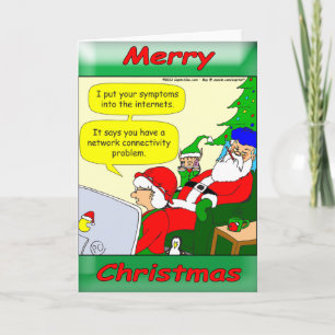 Santa has a cold and Mrs. Claus is trying to help Holiday Card
