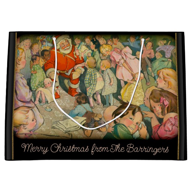 Santa Has Arrived Christmas Holiday Large Gift Bag (Front)