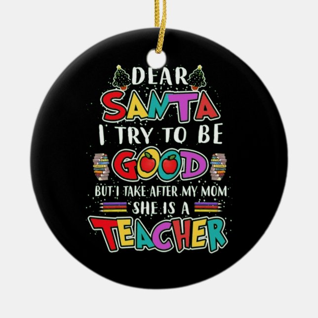 SANTA HAS IT EASY BARTENDER CERAMIC TREE DECORATION (Front)