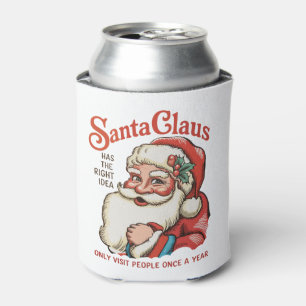 Santa Has The Right Idea Funny Christmas Xmas Can Cooler