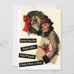 Santa has the right idea Vintage Funny Holiday Card