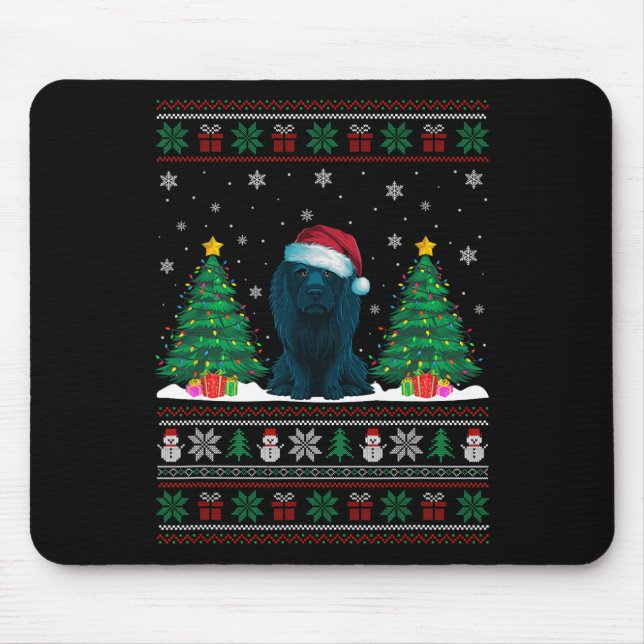 Santa Hat Afador Dog Christmas Tree Lights Ugly Sw Mouse Mat (Front)