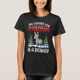 Santa Hat All I Want For Christmas Is A Donkey T-Shirt