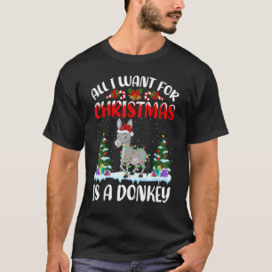 Santa Hat All I Want For Christmas Is A Donkey T-Shirt
