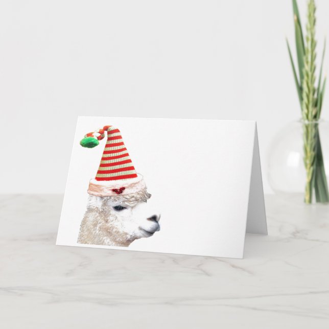 Santa hat ALPACA CHRISTMAS GREETING CARDS (Front)
