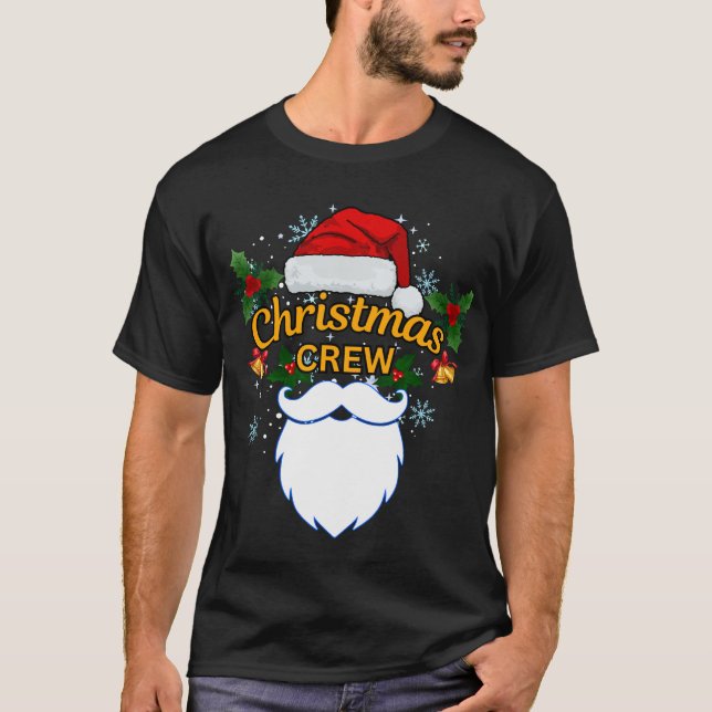 Santa Hat and Beard Christmas Crew Family T-Shirt (Front)