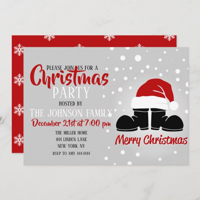 Santa hat and boots        invitation (Front/Back)