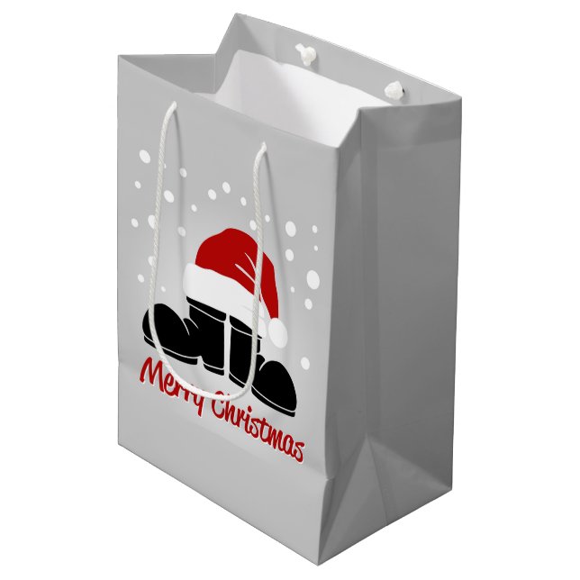 Santa Hat and Boots  Medium Gift Bag (Front Angled)