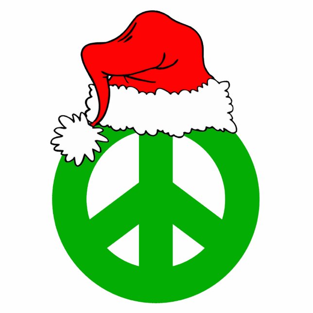 Santa hat and peace symbol photo sculpture decoration (Front)