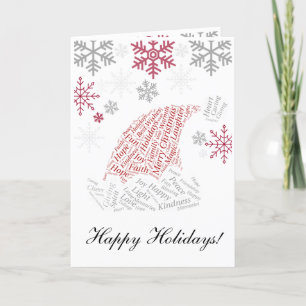 Santa Hat and Snowflakes folded greeting card