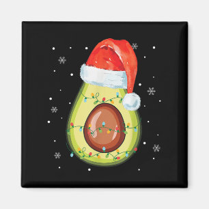 Santa Hat Avocado Merry Christmas Vegan Pajama Magnet